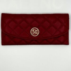 Elegant Wine Badgley Mischka Quilted Women's Vegan Leather Wallet NIP